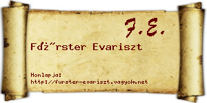 Fürster Evariszt névjegykártya